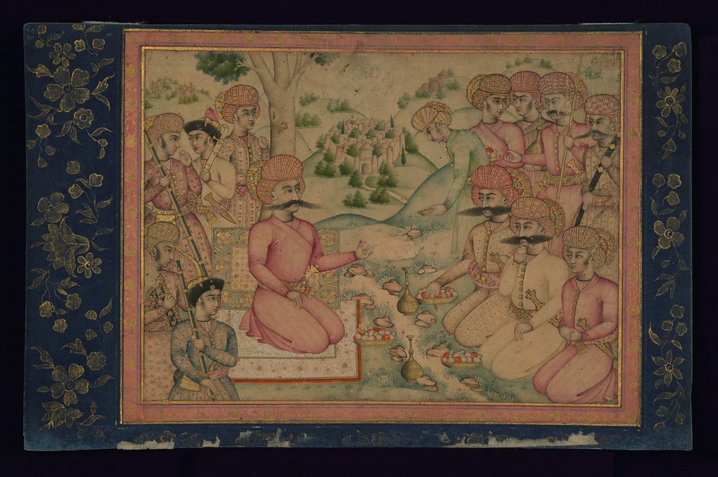 Album of Persian and Indian calligraphy and paintings, Court scene, Walters Manuscript W.668, fol.23a